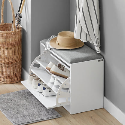 SoBuy | Étagère à chaussures | Banc à chaussures avec coussin d'assise | Banc | Gris clair | FSR16-HG 