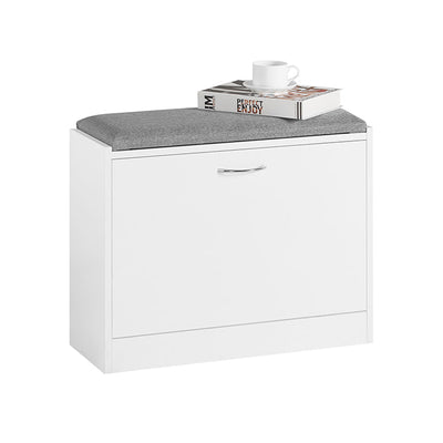 SoBuy | Scarpiera a ribalta | Scarpiera con panca | Bianco | FSR16-K-W