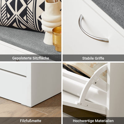 SoBuy | Scarpiera a ribalta | Scarpiera con panca | Bianco | FSR16-K-W