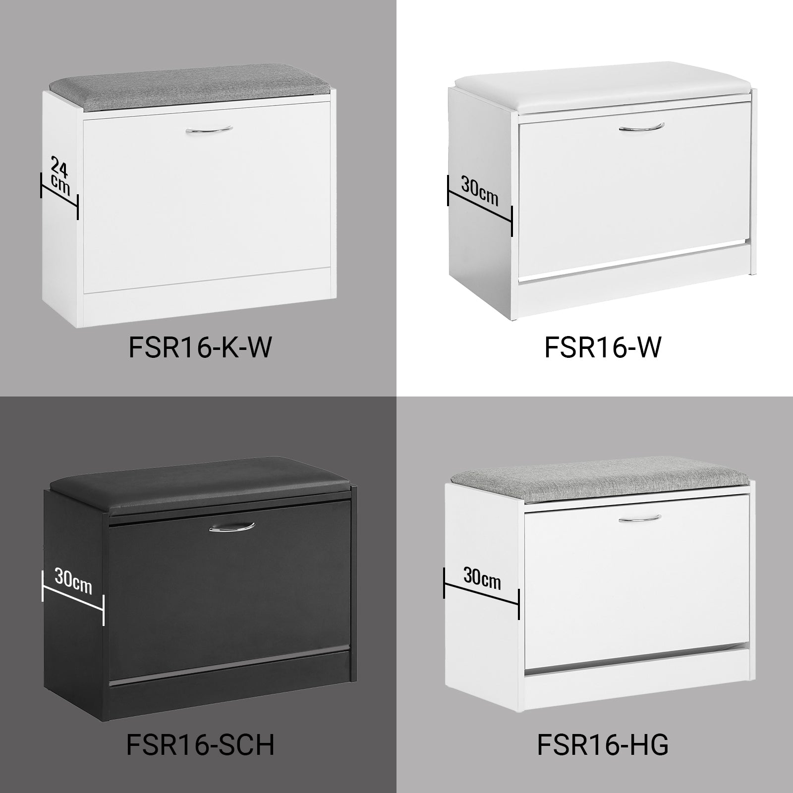 SoBuy | Scarpiera a ribalta | Scarpiera con panca | Bianco | FSR16-K-W