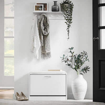 SoBuy | Meuble à chaussures | Banc à chaussures avec étagère intégrée | Blanc | FSR16-W 