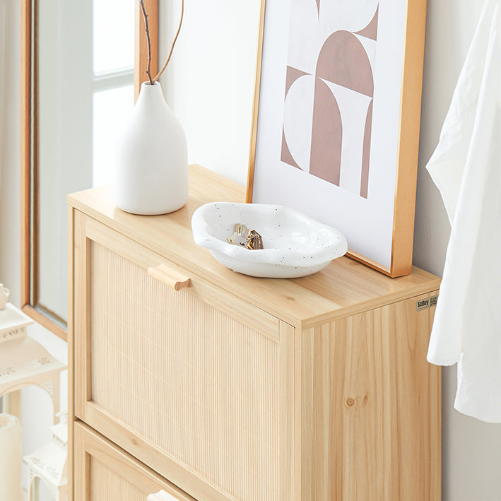 SoBuy | Meuble à chaussures 2 portes | Armoire à chaussures | Coffre à chaussures | Naturel | FSR160-N