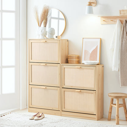 SoBuy | Meuble à chaussures 2 portes | Armoire à chaussures | Coffre à chaussures | Naturel | FSR160-N