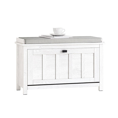SoBuy | Scarpiera con cuscino | Panchina | con 1 anta a ribalta | Bianco vintage | FSR161-W