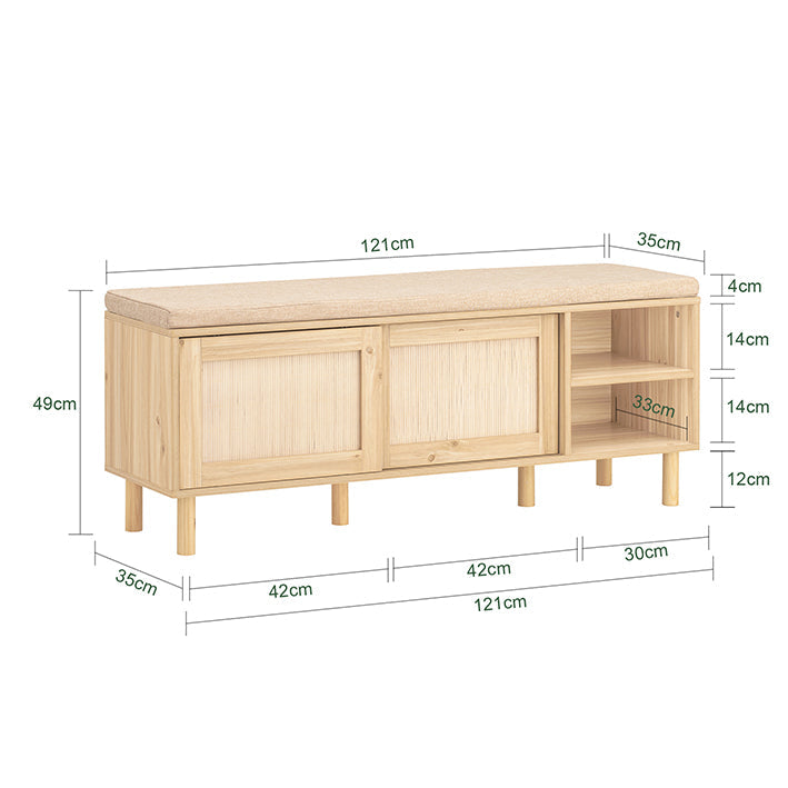 SoBuy | Set di scarpiera | Scarpiera con seduta e scarpiera con 2 ante a ribalta | Naturale | FSR163-N+FSR160-N