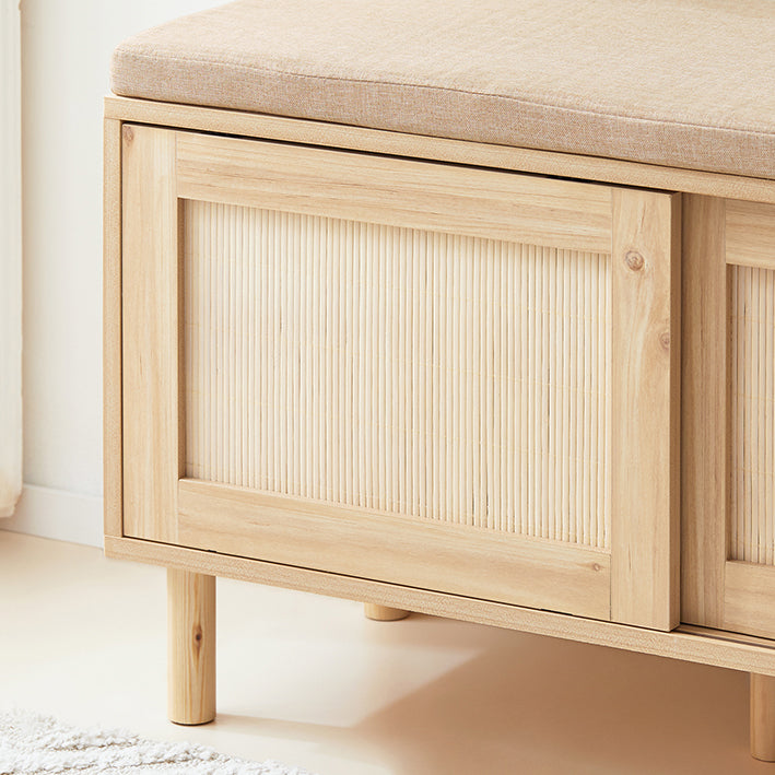 SoBuy | Schuhbank mit Sitzfläche | Dielenbank mit Schiebetüren | Natur | FSR163-N