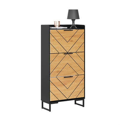 SoBuy | Meuble à chaussures 3 portes | Meuble à chaussures étroit | Noir-brun | 62 x 125 x 24 cm | FSR164-SCH 