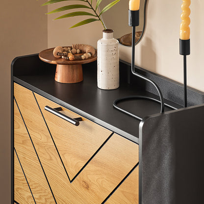 SoBuy | Meuble à chaussures 3 portes | Meuble à chaussures étroit | Noir-brun | 62 x 125 x 24 cm | FSR164-SCH 