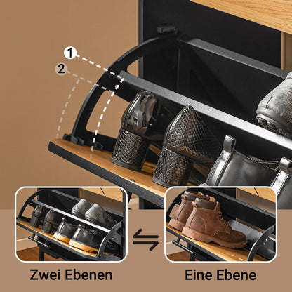 SoBuy | Meuble à chaussures 3 portes | Meuble à chaussures étroit | Noir-brun | 62 x 125 x 24 cm | FSR164-SCH 