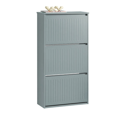 SoBuy | Scarpiera a 3 ante a ribalta | Armadietto per scarpe | Scarpiera | Grigio chiaro | FSR165-H-HG