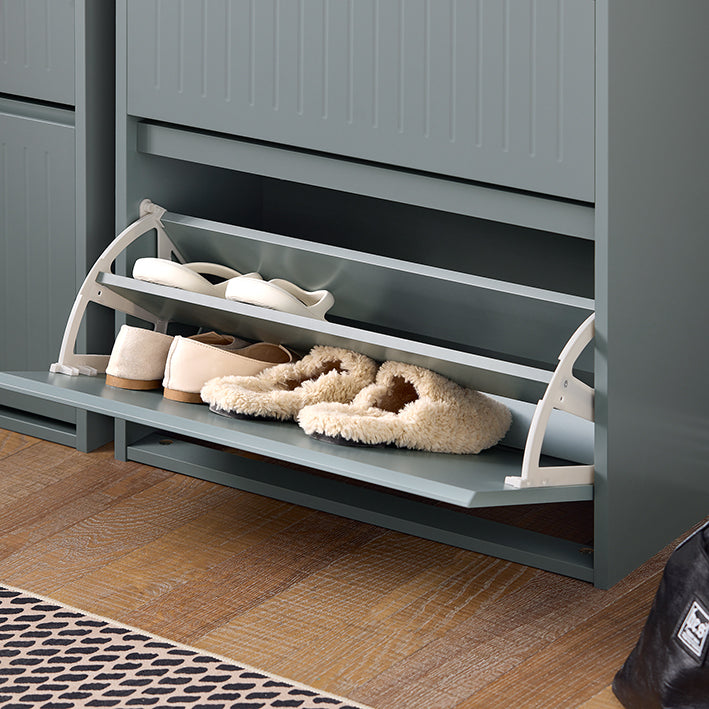 SoBuy | Meuble à chaussures 3 portes | Armoire à chaussures | Étagère à chaussures | Gris clair | FSR165-H-HG