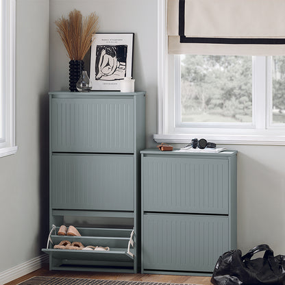 SoBuy | Meuble à chaussures 3 portes | Armoire à chaussures | Étagère à chaussures | Gris clair | FSR165-H-HG