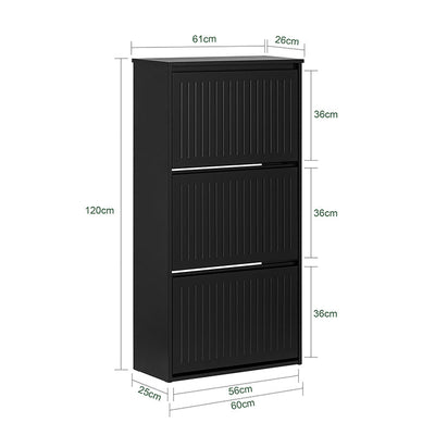 SoBuy | Scarpiera a 3 ante | Mobile scarpiera | Scaffale portascarpe | Nero | FSR165-H-SCH