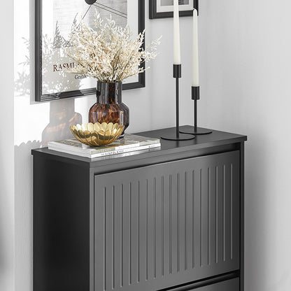 SoBuy | Meuble à chaussures 3 portes | Armoire à chaussures | Étagère à chaussures | Noir | FSR165-H-SCH