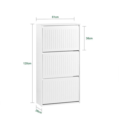 SoBuy | Meuble à chaussures 3 portes | Armoire à chaussures | Étagère à chaussures | Blanc | FSR165-HW 