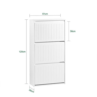 SoBuy | Scarpiera a 3 ante a ribalta | Scarpiera | Scaffale per scarpe | Bianco | FSR165-H-W