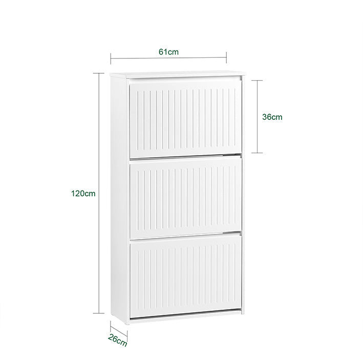 SoBuy | Scarpiera a 3 ante a ribalta | Scarpiera | Scaffale per scarpe | Bianco | FSR165-H-W
