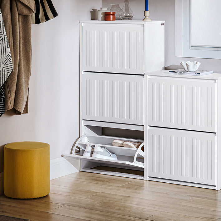 SoBuy | Scarpiera a 3 ante a ribalta | Scarpiera | Scaffale per scarpe | Bianco | FSR165-H-W