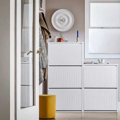 SoBuy | Scarpiera a 3 ante a ribalta | Scarpiera | Scaffale per scarpe | Bianco | FSR165-H-W