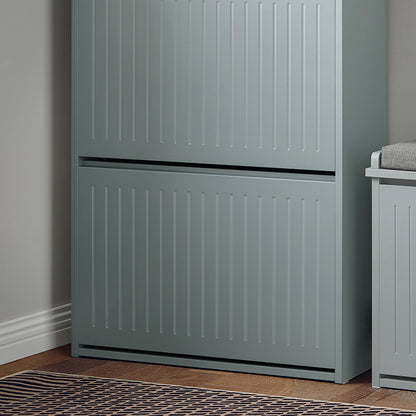 SoBuy | Meuble à chaussures 2 portes et 1 tiroir | Armoire à chaussures | Étagère à chaussures | Gris clair | FSR165-HG