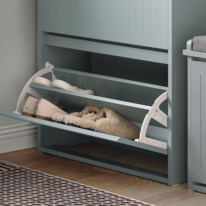 SoBuy | Meuble à chaussures 2 portes et 1 tiroir | Armoire à chaussures | Étagère à chaussures | Gris clair | FSR165-HG