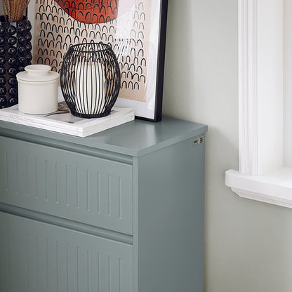 SoBuy | Meuble à chaussures 2 portes et 1 tiroir | Armoire à chaussures | Étagère à chaussures | Gris clair | FSR165-HG