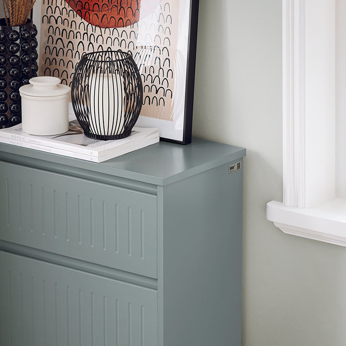 SoBuy | Meuble à chaussures 2 portes et 1 tiroir | Armoire à chaussures | Étagère à chaussures | Gris clair | FSR165-HG