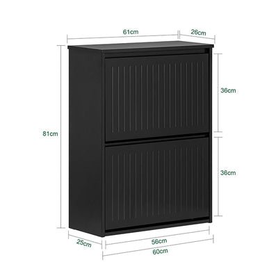 SoBuy | Scarpiera a 2 ante | Armadietto per scarpe | Scarpiera | Nero | FSR165-K-SCH