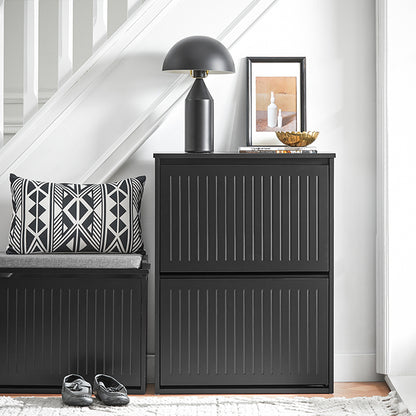 SoBuy | Meuble à chaussures 2 portes | Armoire à chaussures | Étagère à chaussures | Noir | FSR165-K-SCH