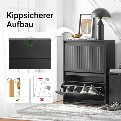 SoBuy | Meuble à chaussures 2 portes | Armoire à chaussures | Étagère à chaussures | Noir | FSR165-K-SCH