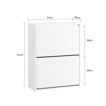 SoBuy | Meuble à chaussures 2 portes | Armoire à chaussures | Étagère à chaussures | Blanc | FSR165-KW