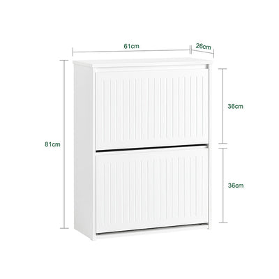 SoBuy | Scarpiera a 2 ante a ribalta | Scarpiera | Scaffale per scarpe | Bianco | FSR165-K-W