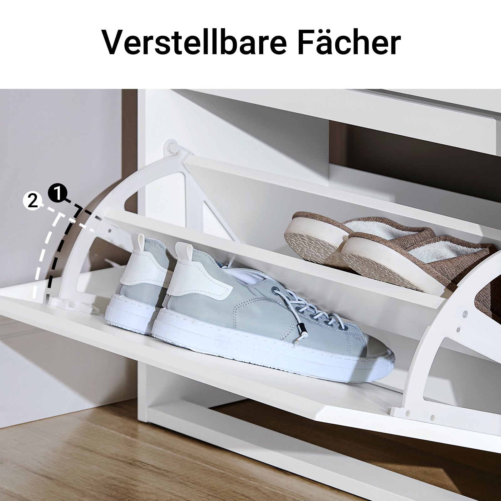 SoBuy | Scarpiera a 2 ante a ribalta | Scarpiera | Scaffale per scarpe | Bianco | FSR165-K-W