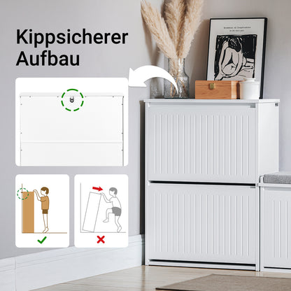 SoBuy | Meuble à chaussures 2 portes | Armoire à chaussures | Étagère à chaussures | Blanc | FSR165-KW