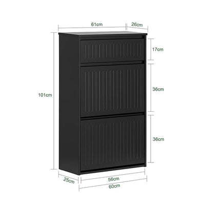 SoBuy | Scarpiera a 2 ante a ribalta e 1 cassetto | Scarpiera | Nero | FSR165-SCH