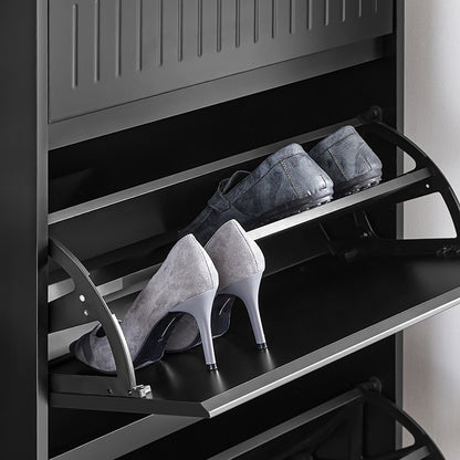 SoBuy | Meuble à chaussures avec 2 rabats et 1 tiroir | Étagère à chaussures | Noir | FSR165-SCH