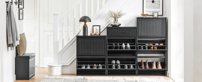 SoBuy | Meuble à chaussures 2 portes | Armoire à chaussures | Étagère à chaussures | Noir | FSR165-K-SCH