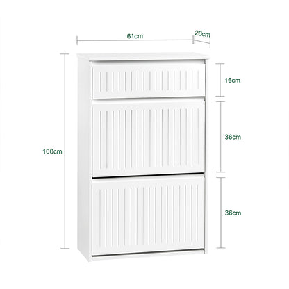 SoBuy | Schuhkipper mit 2 Klappen und 1 Schublade | Schuhschrank | Schuhregal | Weiß | FSR165-W