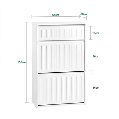 SoBuy | Scarpiera a 2 ante a ribalta e 1 cassetto | Scarpiera | Scaffale per scarpe | Bianco | FSR165-W