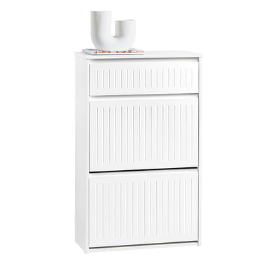 SoBuy | Scarpiera a 2 ante a ribalta e 1 cassetto | Scarpiera | Scaffale per scarpe | Bianco | FSR165-W
