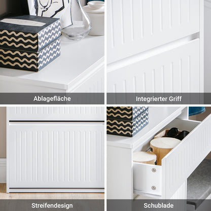 SoBuy | Schuhkipper mit 2 Klappen und 1 Schublade | Schuhschrank | Schuhregal | Weiß | FSR165-W