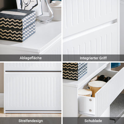 SoBuy | Scarpiera a 2 ante a ribalta e 1 cassetto | Scarpiera | Scaffale per scarpe | Bianco | FSR165-W