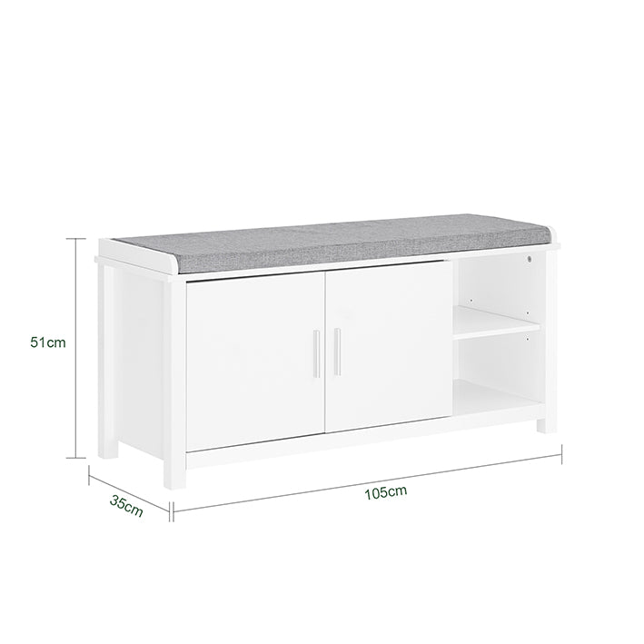 SoBuy | Banc à chaussures avec assise | Banc d'entrée | Banc | Meuble à chaussures | Blanc | FSR168-W