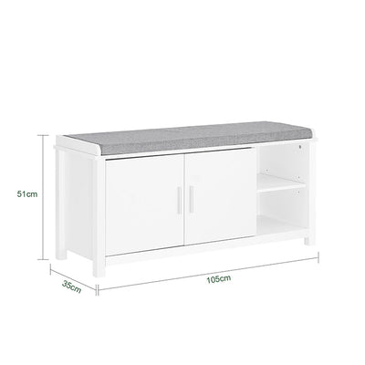 SoBuy | Scarpiera con sedile | Panca da ingresso | Panca | Scarpiera | Bianco | FSR168-W