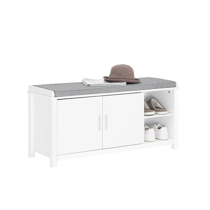 SoBuy | Scarpiera con sedile | Panca da ingresso | Panca | Scarpiera | Bianco | FSR168-W