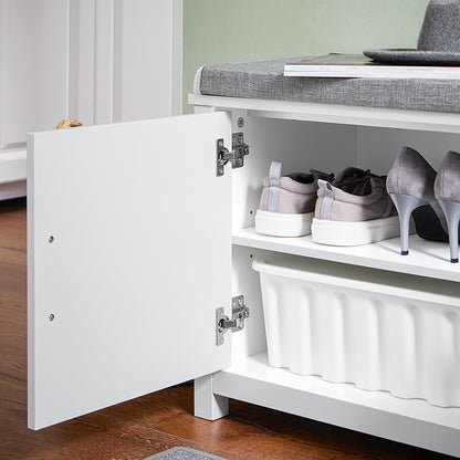 SoBuy | Banc à chaussures avec assise | Banc d'entrée | Banc | Meuble à chaussures | Blanc | FSR168-W