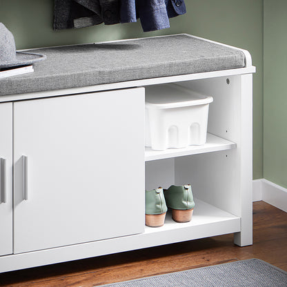 SoBuy | Banc à chaussures avec assise | Banc d'entrée | Banc | Meuble à chaussures | Blanc | FSR168-W