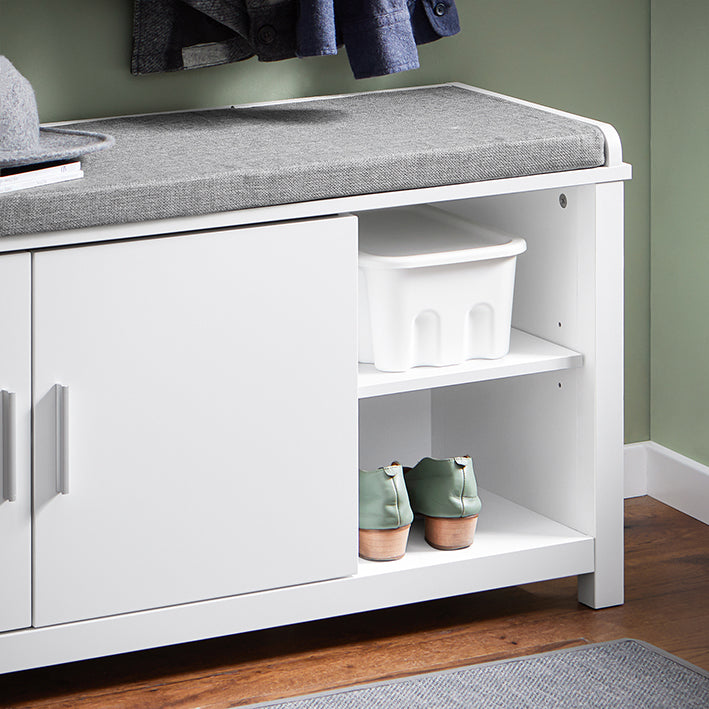 SoBuy | Banc à chaussures avec assise | Banc d'entrée | Banc | Meuble à chaussures | Blanc | FSR168-W