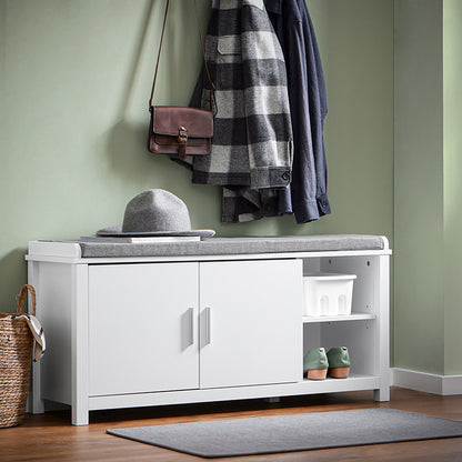 SoBuy | Banc à chaussures avec assise | Banc d'entrée | Banc | Meuble à chaussures | Blanc | FSR168-W
