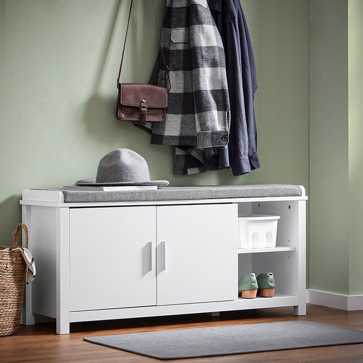 SoBuy | Banc à chaussures avec assise | Banc d'entrée | Banc | Meuble à chaussures | Blanc | FSR168-W